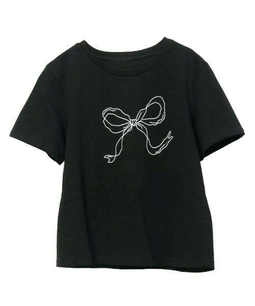 Rejoule(リジュール)の「手書きタッチリボンプリントTシャツ(Tシャツ/カットソー・レディース・オフホワイト/ブラック・FREE)」の10枚目の写真