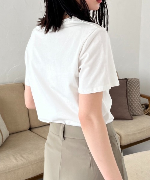 Rejoule(リジュール)の「手書きタッチリボンプリントTシャツ(Tシャツ/カットソー・レディース・オフホワイト/ブラック・FREE)」の20枚目の写真