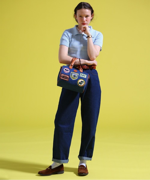 sara&cake(サラアンドケイク)の「ジップアップボーダーサマーニット(ポロシャツ・レディース・グレー系/ブルー系/パープル/ブラック系/ブラウン系・FREE)」の16枚目の写真