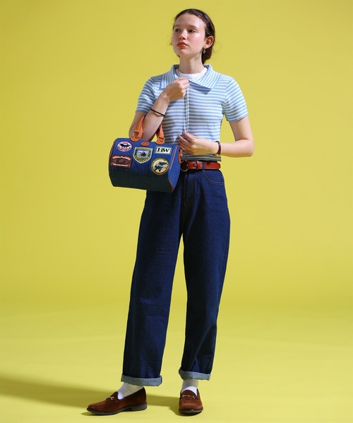 sara&cake(サラアンドケイク)の「ジップアップボーダーサマーニット(ポロシャツ・レディース・グレー系/ブルー系/パープル/ブラック系/ブラウン系・FREE)」の17枚目の写真