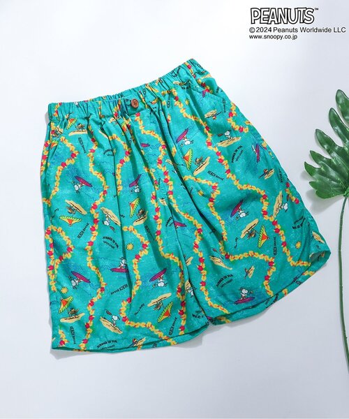 PEANUTS(ピーナッツ)の「【セットアップ・お揃い可能】PEANUTS ALOHA SHORTS(オトナ)(その他パンツ・レディース・キナリ/ブラック/ターコイズブルー・LARGE/MEDIUM)」の3枚目の写真