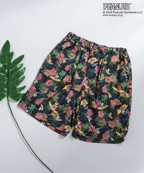 PEANUTS(ピーナッツ)の「【セットアップ・お揃い可能】PEANUTS ALOHA SHORTS(オトナ)(その他パンツ・レディース・キナリ/ブラック/ターコイズブルー・LARGE/MEDIUM)」の2枚目の写真