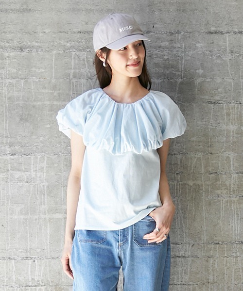petit main LIEN(プティマインリアン)の「【リンク】バルーンカットソー(レディース)(Tシャツ/カットソー・レディース・イエロー/ライトブルー/ブラック・FREE)」の3枚目の写真