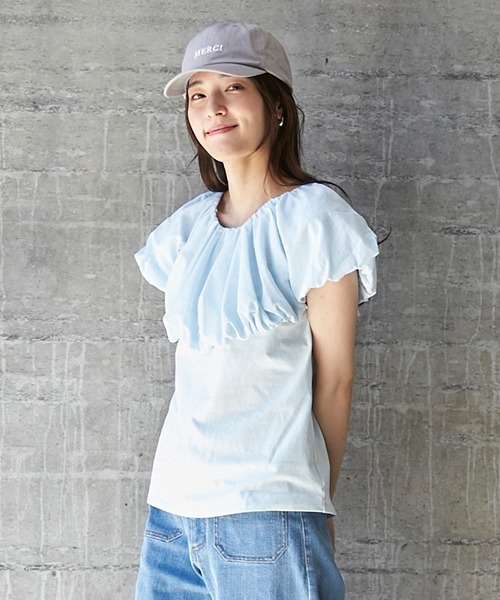 petit main LIEN(プティマインリアン)の「【リンク】バルーンカットソー(レディース)(Tシャツ/カットソー・レディース・イエロー/ライトブルー/ブラック・FREE)」の7枚目の写真