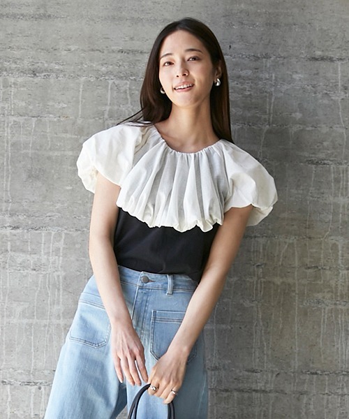 petit main LIEN(プティマインリアン)の「【リンク】バルーンカットソー(レディース)(Tシャツ/カットソー・レディース・イエロー/ライトブルー/ブラック・FREE)」の15枚目の写真