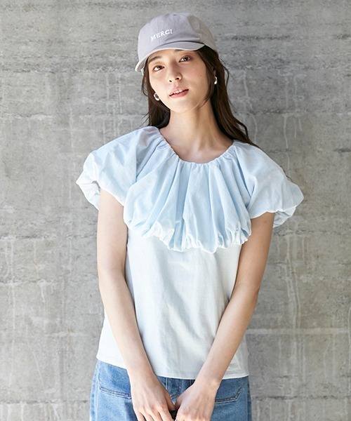 petit main LIEN(プティマインリアン)の「【リンク】バルーンカットソー(レディース)(Tシャツ/カットソー・レディース・イエロー/ライトブルー/ブラック・FREE)」の9枚目の写真