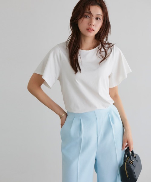 Pierrot(ピエロ)の「ひんやりシルキーフレアスリーブカットソー(Tシャツ/カットソー・レディース・ライトベージュ/ブラック/オフホワイト/ネイビー・M/L)」の20枚目の写真
