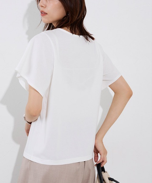 Pierrot(ピエロ)の「ひんやりシルキーフレアスリーブカットソー(Tシャツ/カットソー・レディース・ライトベージュ/ブラック/オフホワイト/ネイビー・M/L)」の9枚目の写真
