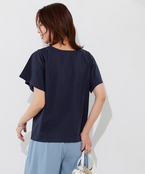 Pierrot(ピエロ)の「ひんやりシルキーフレアスリーブカットソー(Tシャツ/カットソー・レディース・ライトベージュ/ブラック/オフホワイト/ネイビー・M/L)」の13枚目の写真
