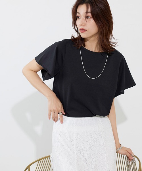Pierrot(ピエロ)の「ひんやりシルキーフレアスリーブカットソー(Tシャツ/カットソー・レディース・ライトベージュ/ブラック/オフホワイト/ネイビー・M/L)」の17枚目の写真