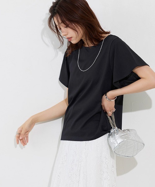 Pierrot(ピエロ)の「ひんやりシルキーフレアスリーブカットソー(Tシャツ/カットソー・レディース・ライトベージュ/ブラック/オフホワイト/ネイビー・M/L)」の19枚目の写真