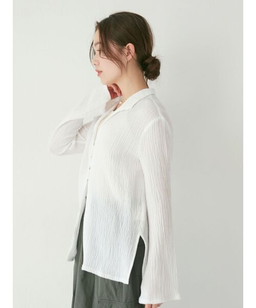 Ungrid（アングリッド）の「開襟楊柳シャツ（シャツ/ブラウス・レディース・グリーン/ブラック/オフホワイト・FREE）」の10枚目の写真
