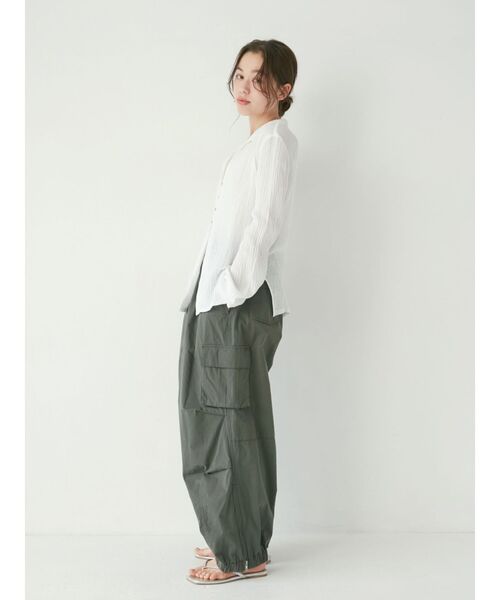 Ungrid（アングリッド）の「開襟楊柳シャツ（シャツ/ブラウス・レディース・グリーン/ブラック/オフホワイト・FREE）」の12枚目の写真