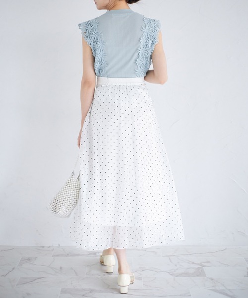 tocco closet(トッコ クローゼット)の「フロッキードットシアーフレアスカート(スカート・レディース・ラベンダー/アイボリー・M)」の6枚目の写真