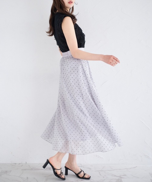 tocco closet(トッコ クローゼット)の「フロッキードットシアーフレアスカート(スカート・レディース・ラベンダー/アイボリー・M)」の9枚目の写真