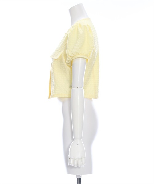 clear（クリア）の「サッカー地パフスリーブ半袖トップス［セット可 レトロ］≪再入荷≫（シャツ/ブラウス・レディース・イエロー/ブラック/オフホワイト・F）」の5枚目の写真