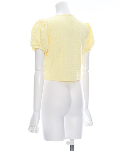 clear（クリア）の「サッカー地パフスリーブ半袖トップス［セット可 レトロ］≪再入荷≫（シャツ/ブラウス・レディース・イエロー/ブラック/オフホワイト・F）」の6枚目の写真