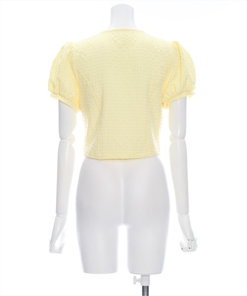 clear（クリア）の「サッカー地パフスリーブ半袖トップス［セット可 レトロ］≪再入荷≫（シャツ/ブラウス・レディース・イエロー/ブラック/オフホワイト・F）」の7枚目の写真