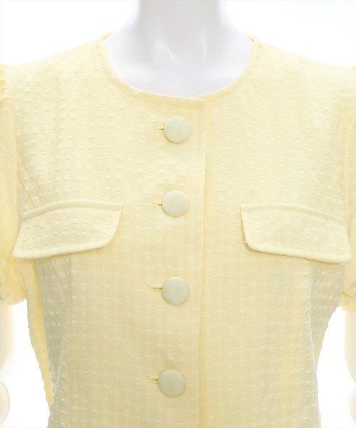 clear（クリア）の「サッカー地パフスリーブ半袖トップス［セット可 レトロ］≪再入荷≫（シャツ/ブラウス・レディース・イエロー/ブラック/オフホワイト・F）」の9枚目の写真