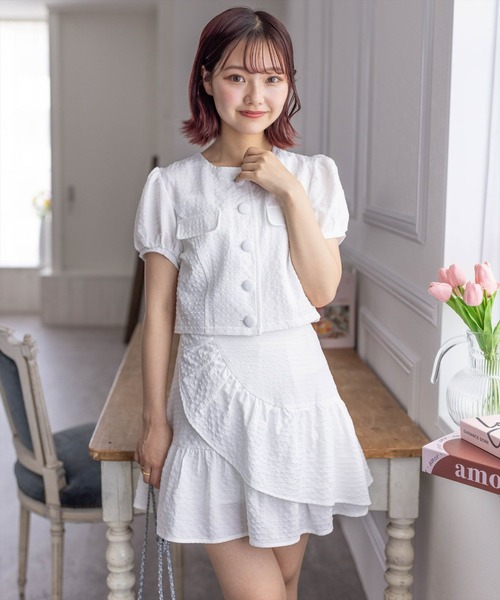 clear（クリア）の「サッカー地パフスリーブ半袖トップス［セット可 レトロ］≪再入荷≫（シャツ/ブラウス・レディース・イエロー/ブラック/オフホワイト・F）」の11枚目の写真