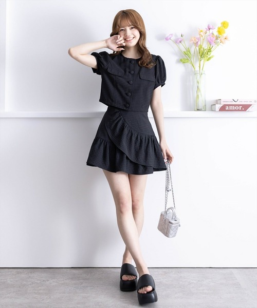 clear（クリア）の「サッカー地パフスリーブ半袖トップス［セット可 レトロ］≪再入荷≫（シャツ/ブラウス・レディース・イエロー/ブラック/オフホワイト・F）」の14枚目の写真