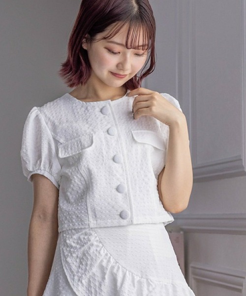 clear（クリア）の「サッカー地パフスリーブ半袖トップス［セット可 レトロ］≪再入荷≫（シャツ/ブラウス・レディース・イエロー/ブラック/オフホワイト・F）」の20枚目の写真