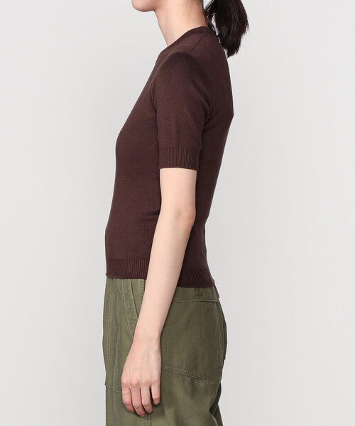 MORRIS & SONS 赤 半袖ニットトップス Bshop｜MORRIS & SONS | コットン 半袖ニットTシャツ WOMEN