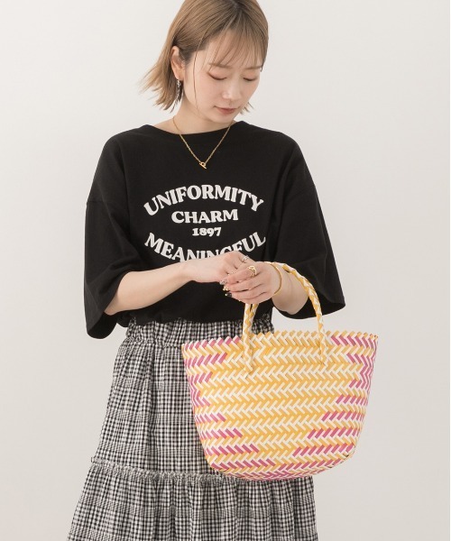 ad thie(アドティエ)の「2サイズ・マルチカラー パサールバッグ(トートバッグ・レディース・サックスブルー系/ブラック×ホワイト/イエロー系1/ブルー系/ブラック系/イエロー系2/ネイビー系/グレー系・MEDIUM/LARGE)」の20枚目の写真