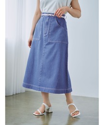 Aラインベイカーデニムスカート【低身長・小柄女性】