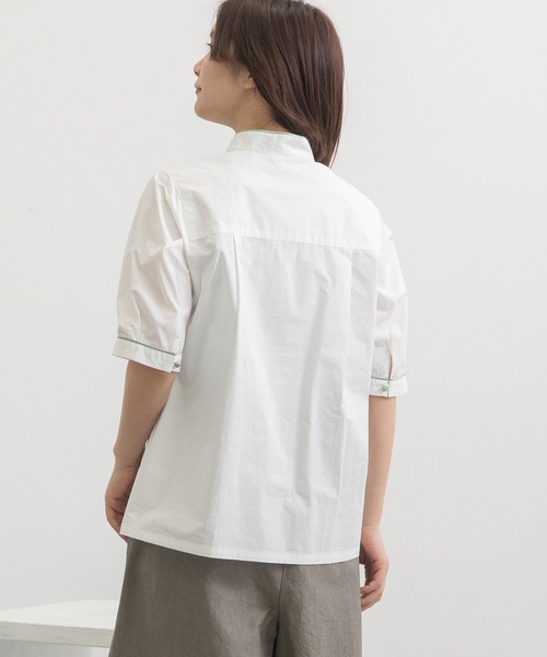 POU DOU DOU（プードゥドゥ）の「＜WEB限定＞スタンドカラーフラワー刺繍5分袖ブラウス（シャツ/ブラウス・レディース・オフホワイト/ブラック・3）」の13枚目の写真