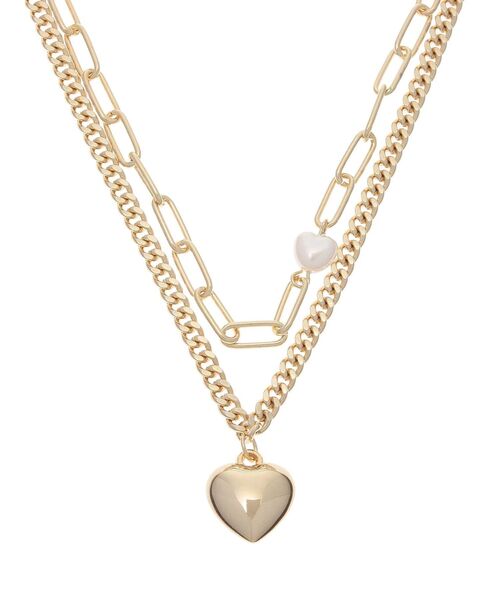 EVRIS（エヴリス）の「HEART MOTIF ダブルチェーンネックレス（ネックレス・レディース・シルバー/ゴールド・FREE）」の5枚目の写真