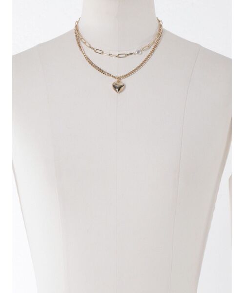 EVRIS（エヴリス）の「HEART MOTIF ダブルチェーンネックレス（ネックレス・レディース・シルバー/ゴールド・FREE）」の8枚目の写真