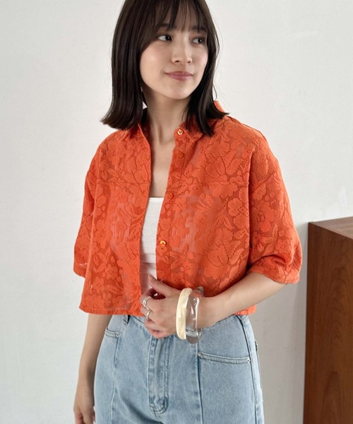 archives（アルシーヴ）の「ハーフスリーブレースシャツ（シャツ/ブラウス・レディース・オレンジ/アイボリー/ブラック・MEDIUM）」の17枚目の写真