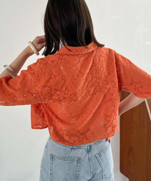 archives（アルシーヴ）の「ハーフスリーブレースシャツ（シャツ/ブラウス・レディース・オレンジ/アイボリー/ブラック・MEDIUM）」の18枚目の写真