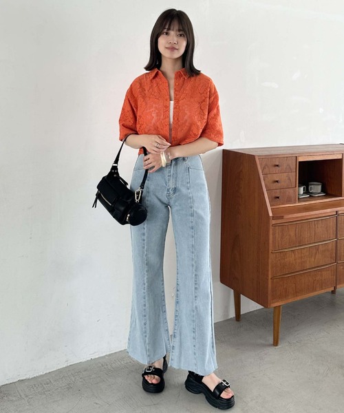 archives（アルシーヴ）の「ハーフスリーブレースシャツ（シャツ/ブラウス・レディース・オレンジ/アイボリー/ブラック・MEDIUM）」の20枚目の写真