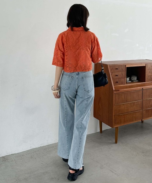 archives（アルシーヴ）の「ハーフスリーブレースシャツ（シャツ/ブラウス・レディース・オレンジ/アイボリー/ブラック・MEDIUM）」の21枚目の写真