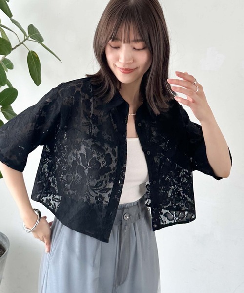 archives（アルシーヴ）の「ハーフスリーブレースシャツ（シャツ/ブラウス・レディース・オレンジ/アイボリー/ブラック・MEDIUM）」の10枚目の写真