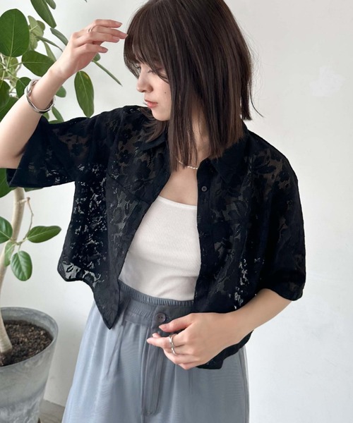 archives（アルシーヴ）の「ハーフスリーブレースシャツ（シャツ/ブラウス・レディース・オレンジ/アイボリー/ブラック・MEDIUM）」の11枚目の写真