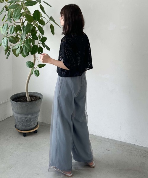 archives（アルシーヴ）の「ハーフスリーブレースシャツ（シャツ/ブラウス・レディース・オレンジ/アイボリー/ブラック・MEDIUM）」の14枚目の写真