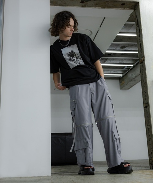 HARE(ハレ)の「フラワーモチーフハクプリントカット(HARE)(Tシャツ/カットソー・メンズ・パープル/ホワイト/ブラック・FREE)」の12枚目の写真