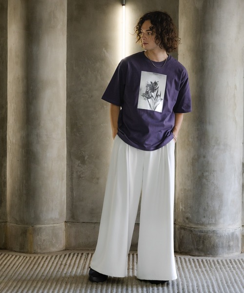 HARE(ハレ)の「フラワーモチーフハクプリントカット(HARE)(Tシャツ/カットソー・メンズ・パープル/ホワイト/ブラック・FREE)」の7枚目の写真