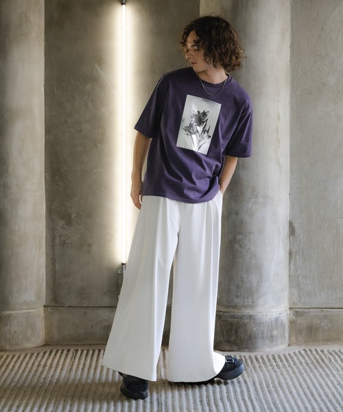 HARE(ハレ)の「フラワーモチーフハクプリントカット(HARE)(Tシャツ/カットソー・メンズ・パープル/ホワイト/ブラック・FREE)」の6枚目の写真