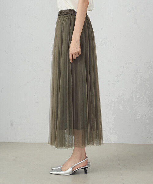 COMME CA ISM（コムサイズム）の「チュールプリーツスカート（スカート・レディース・ネイビー/カーキ・FREE）」の8枚目の写真
