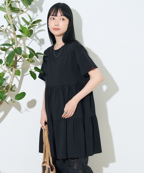 ラウアー LAUIR ティアードチュニックワンピース （ブラック