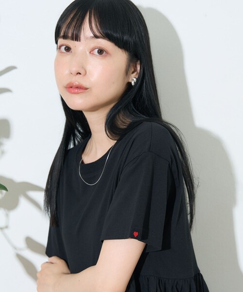 セール】ワンポイントタグハート ティアードチュニック