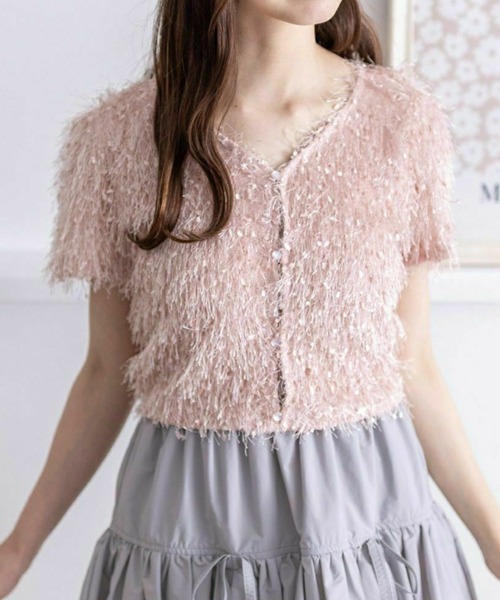 clear（クリア）の「シャギーショート丈カーディガン［大人 カジュアル］≪再入荷≫（カーディガン/ボレロ・レディース・グレー/ベージュ/ピンク・F）」の3枚目の写真