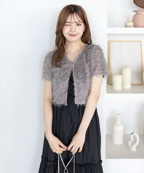 clear（クリア）の「シャギーショート丈カーディガン［大人 カジュアル］≪再入荷≫（カーディガン/ボレロ・レディース・グレー/ベージュ/ピンク・F）」の4枚目の写真