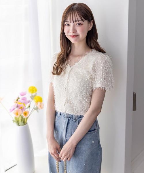 clear（クリア）の「シャギーショート丈カーディガン［大人 カジュアル］≪再入荷≫（カーディガン/ボレロ・レディース・グレー/ベージュ/ピンク・F）」の6枚目の写真