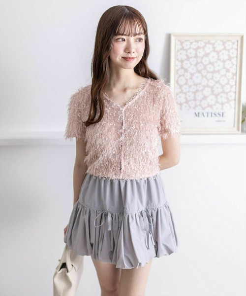 clear（クリア）の「シャギーショート丈カーディガン［大人 カジュアル］≪再入荷≫（カーディガン/ボレロ・レディース・グレー/ベージュ/ピンク・F）」の9枚目の写真