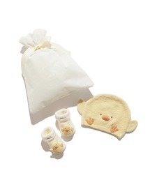 gelato pique（ジェラートピケ）の「【ラッピング済み】【BABY】ひよこ帽子＆ソックス（ベビーギフト）」